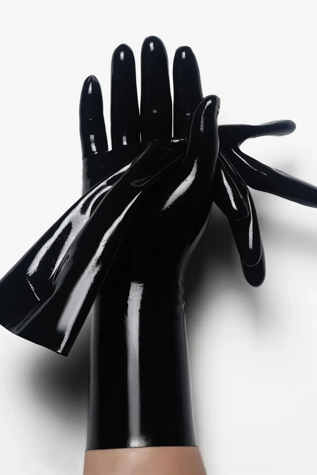 Black Molded Short Forearm-Length Latex Gloves