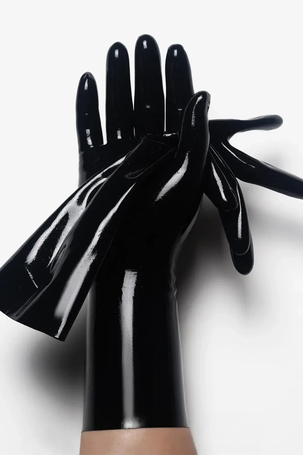 Black Molded Short Forearm-Length Latex Gloves