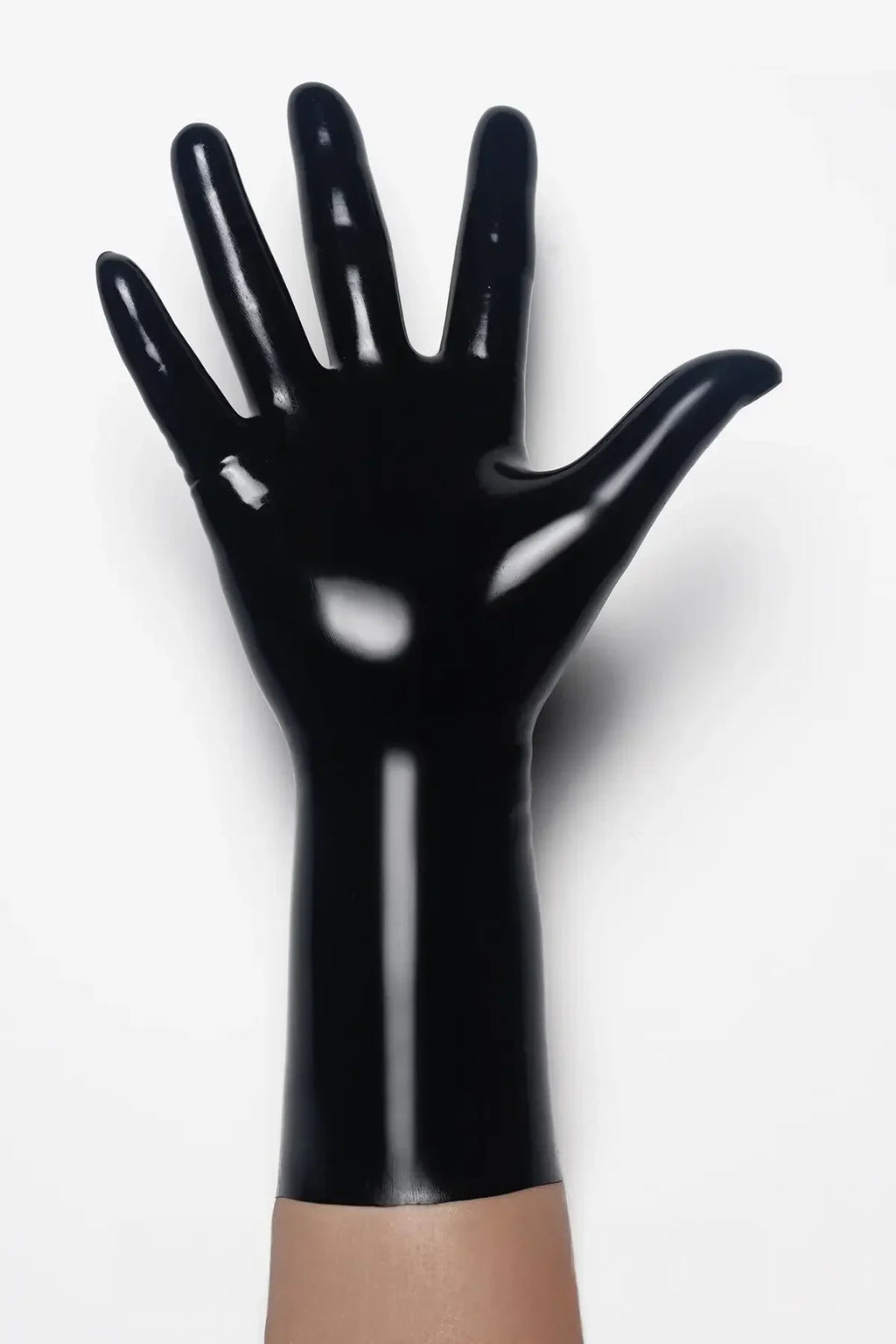 Black Molded Short Forearm-Length Latex Gloves