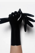 Black Molded Short Forearm-Length Latex Gloves