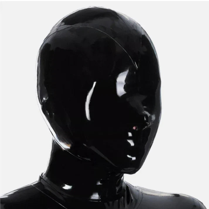 Black Full-Face Nose-Opening Second-Skin Latex Hood