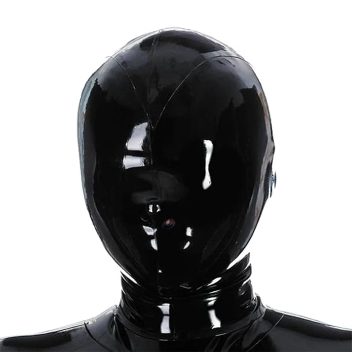 Black Full-Face Nose-Opening Second-Skin Latex Hood