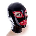 Black Red-Trim Open-Eye-Mouth Latex Hood