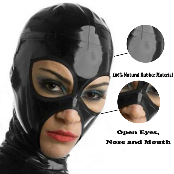 Black Generous-Opening Second-Skin Latex Hood