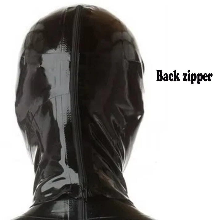 Black Large-Eye-Mouth Second-Skin Latex Hood