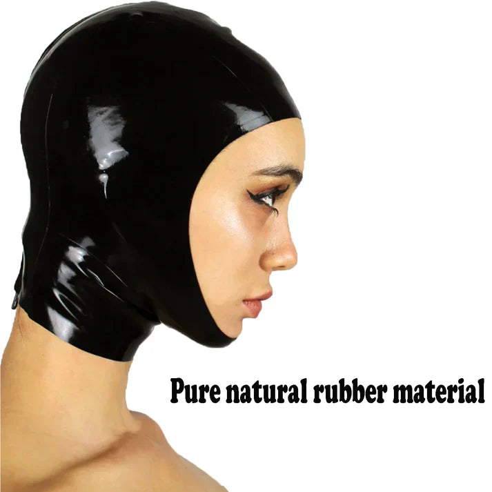 Black Full-Open-Face Close-Fit Latex Hood