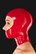 Closed-Mouth Open-Eye Nostril-Cutout Back-Zip Latex Hood
