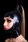 Crown Hair-Tube Open-Face Back-Zip Latex Hood
