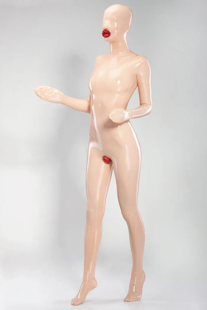 Mannequin Red-Condom Full-Enclosure Doll Latex Catsuit