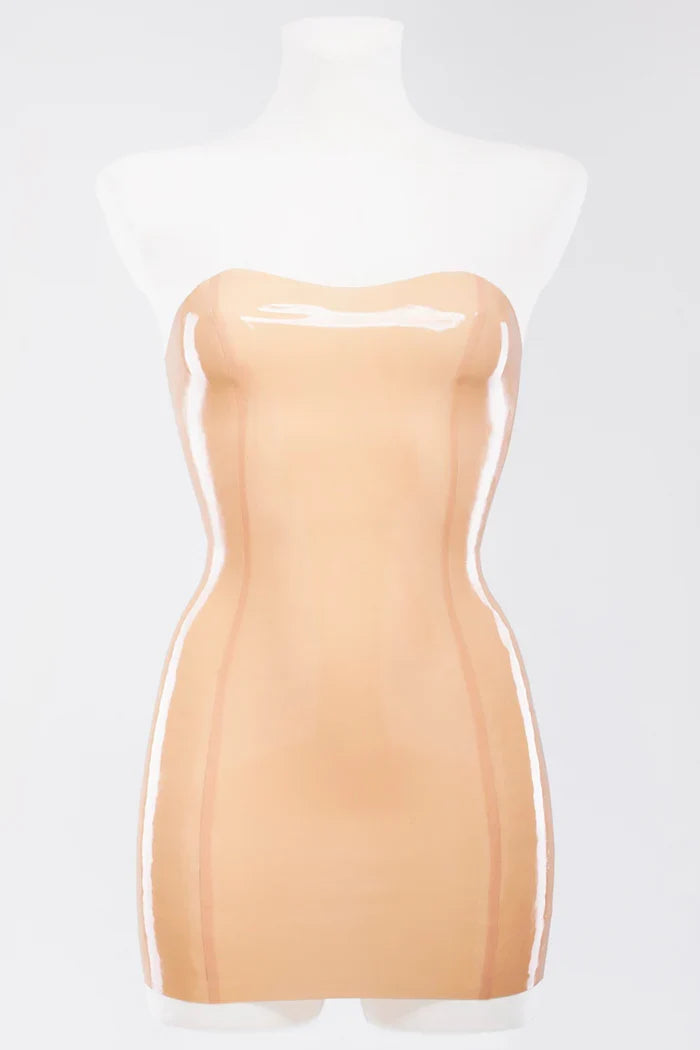 Mannequin Strapless Four-Seam Optional-Zip Latex Tube Dress