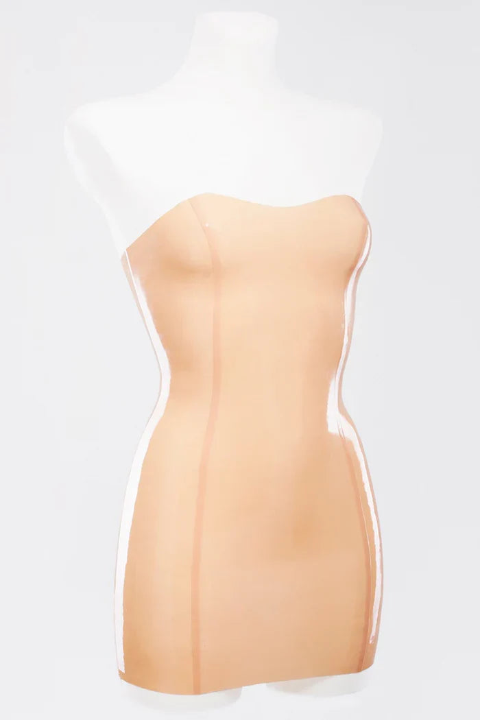 Mannequin Strapless Four-Seam Optional-Zip Latex Tube Dress