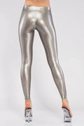Silver Anatomical Waist-Belt Optional-Foot Latex Leggings