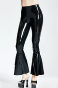 Black Zipperless High-Waist Flared Latex Pants