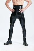 Black Extra High-Waist 2-Way Through-Crotch Zip Latex Leggings