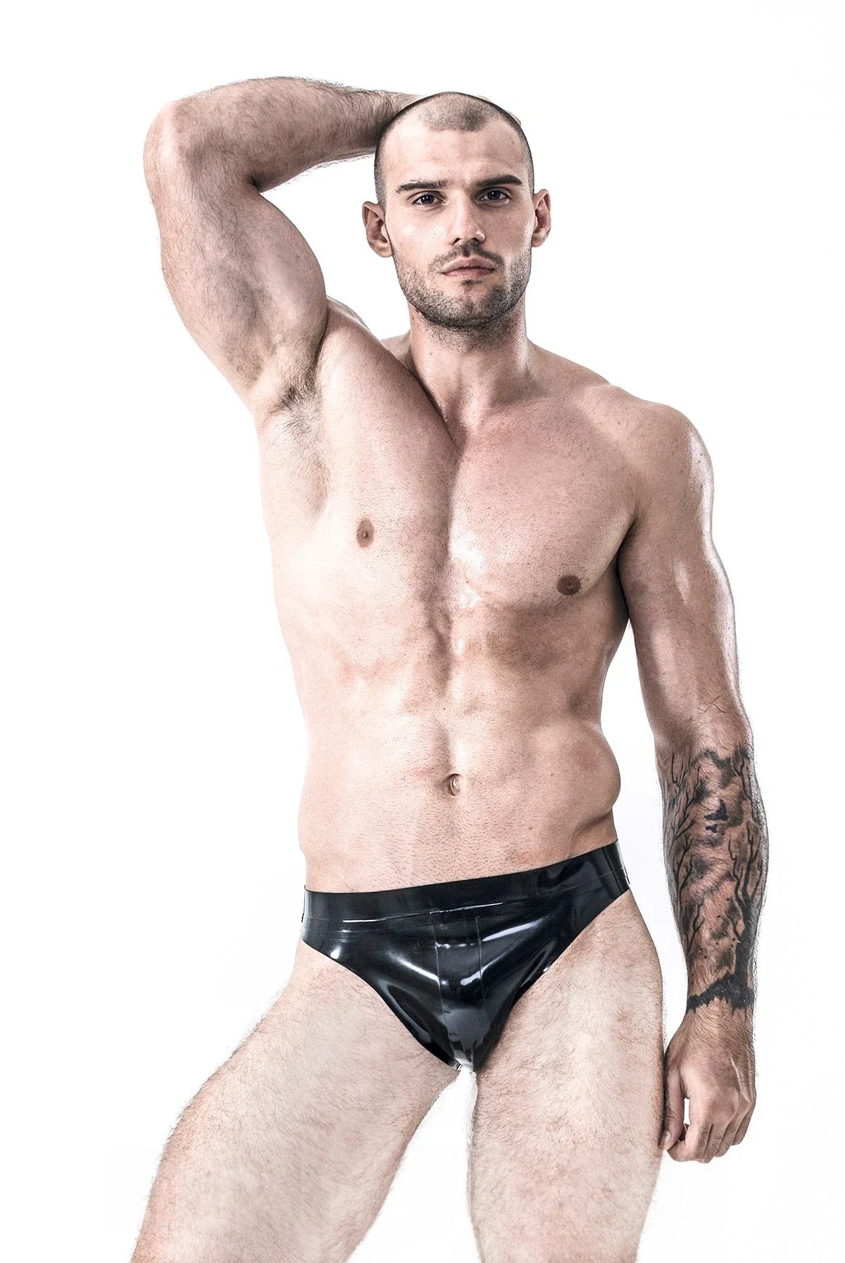 Black Classic High-Cut Pull-On Latex Swimming Briefs