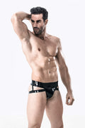 Black Multi-Strap Low-Waist Latex Jockstrap