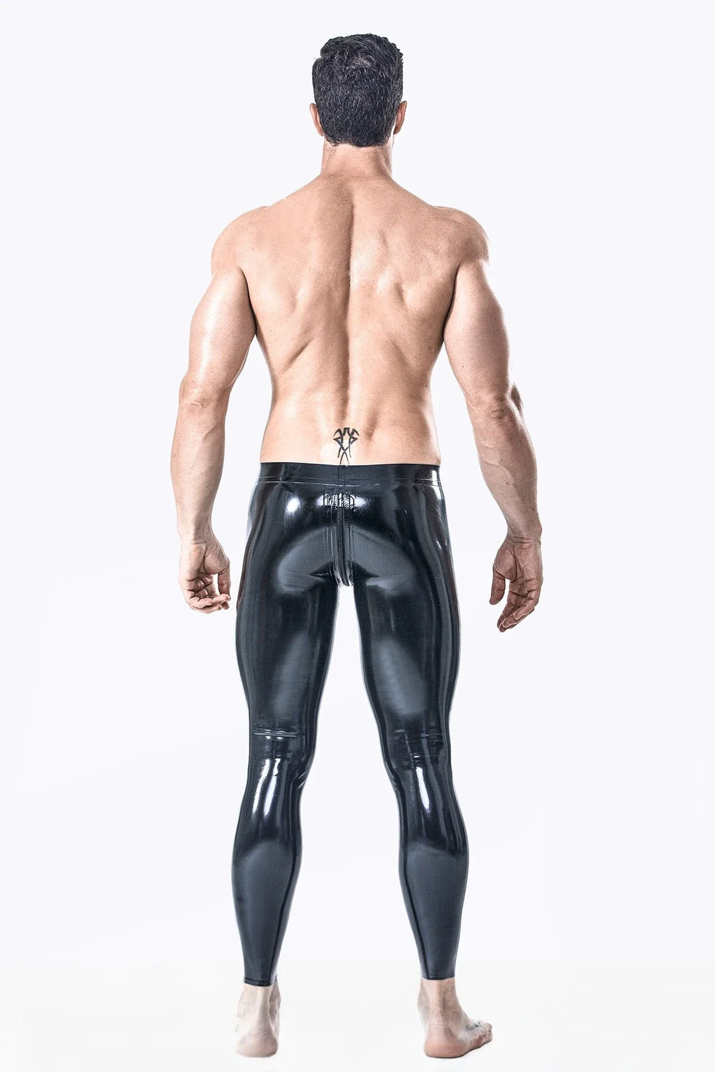 Black Classic Low-Waist 3-Way Crotch Zip Latex Leggings