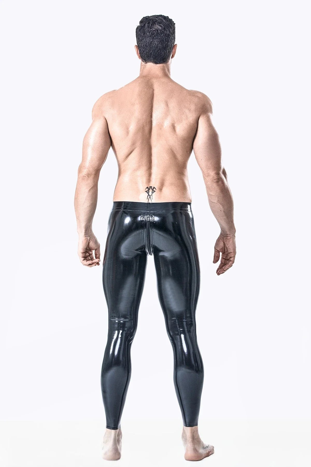 Black Classic Low-Waist 3-Way Crotch Zip Latex Leggings