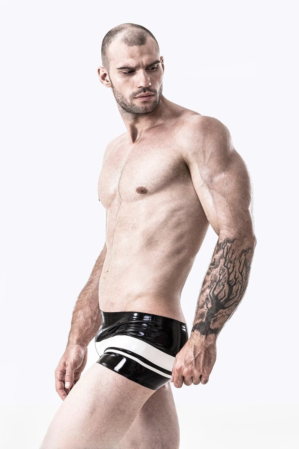 Black & White 'Stripes Ahoy' Ultra Low-Waist Latex Briefs