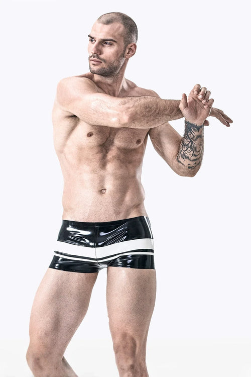 Black & White 'Stripes Ahoy' Ultra Low-Waist Latex Briefs