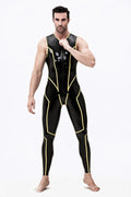 Black Yellow Sleeveless Three-Way-Zip Latex Catsuit