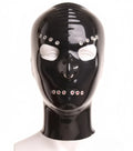 Black Grommet-Trim Open-Face Latex Hood