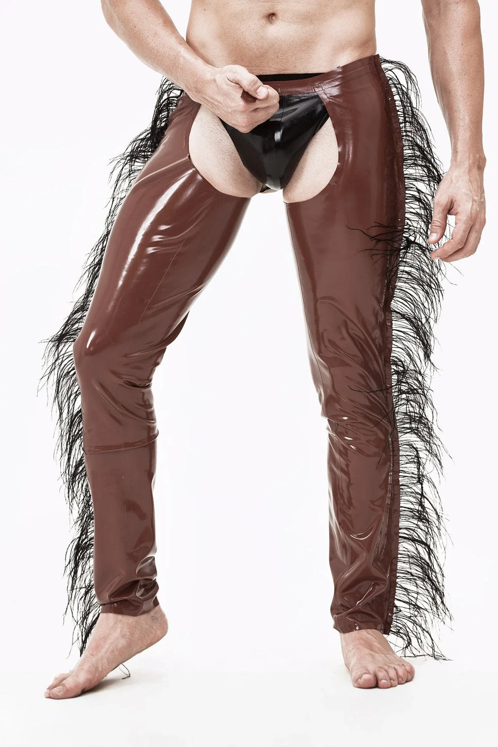 Chocolate Low-Waisted Latex Chaps