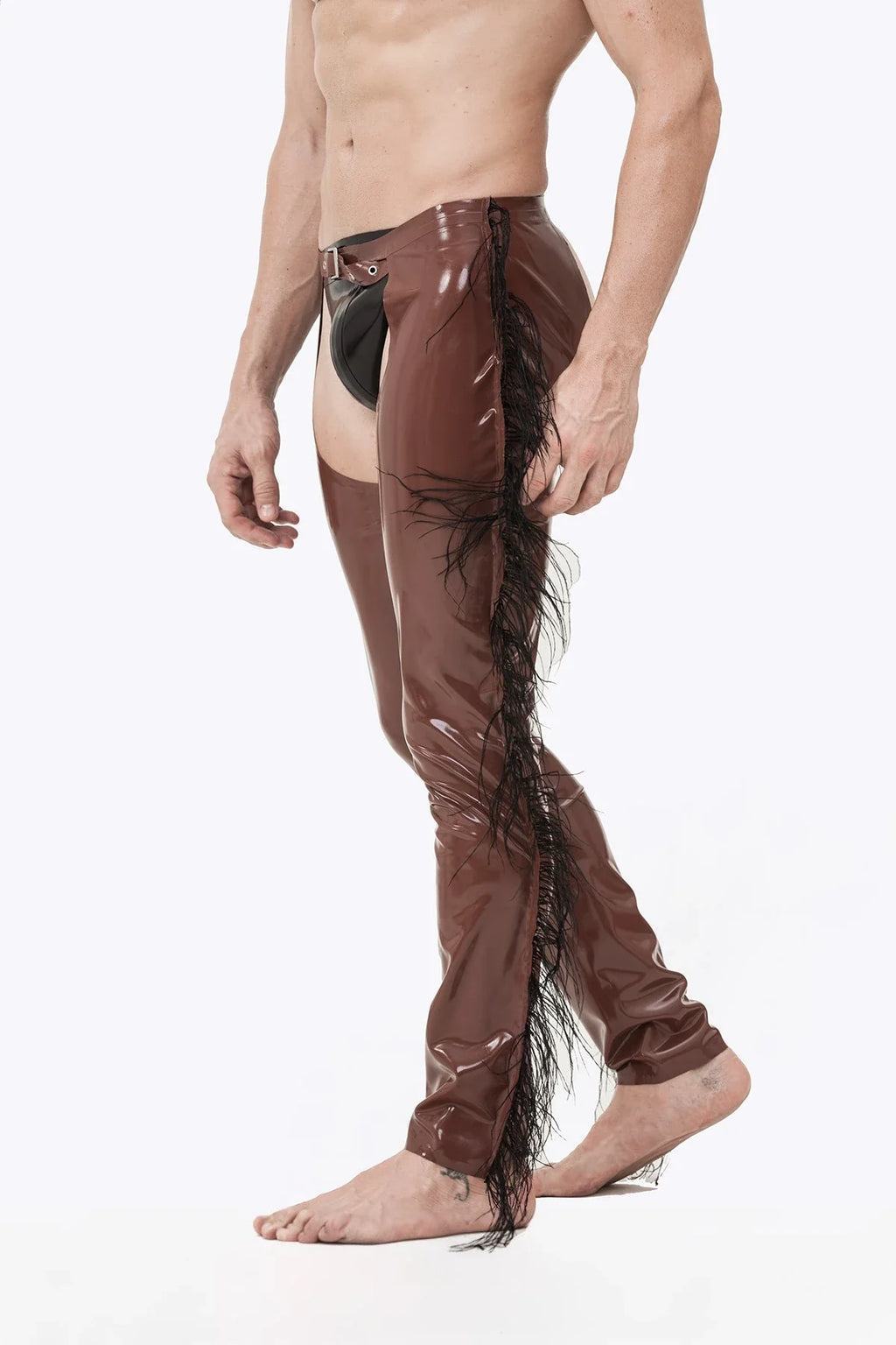 Chocolate Low-Waisted Latex Chaps