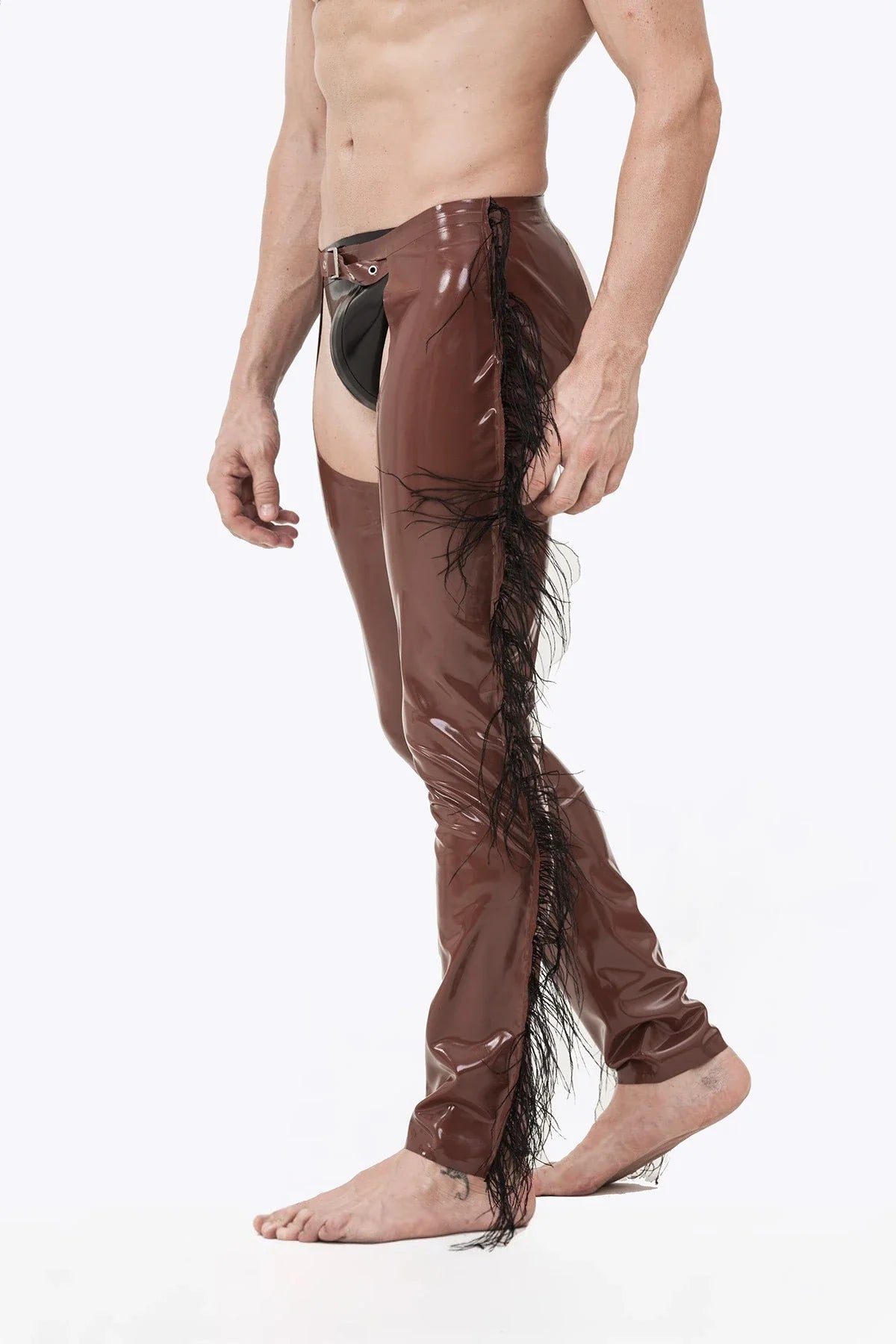 Chocolate Low-Waisted Latex Chaps