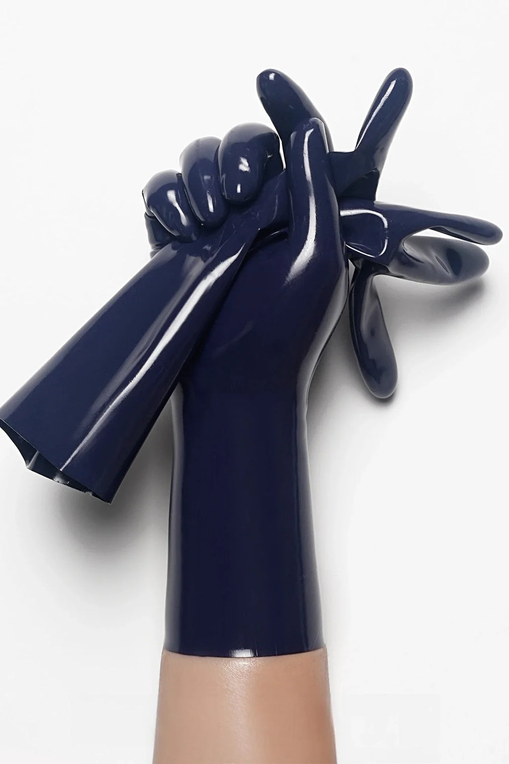 Dark Blue Classic Forearm-Length Pull-On Molded Latex Gloves