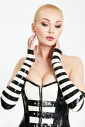 Black & Pure White Two-Tone Pull-On Latex Gloves