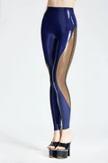 Dark Blue & Translucent Smoky Black Two-Tone Zipperless Latex Leggings