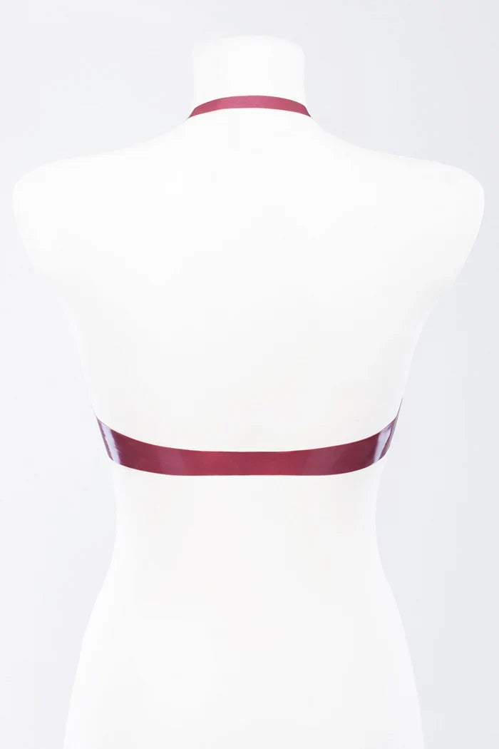 Electric Pink Bow Glossy Pull-On Latex Bra