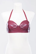 Electric Pink Bow Glossy Pull-On Latex Bra