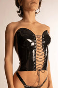 Black Sweetheart Strapless Front-Lace Latex Corset Top