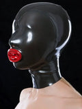 Metallic Pewter Red Mouth-Condom Latex Hood