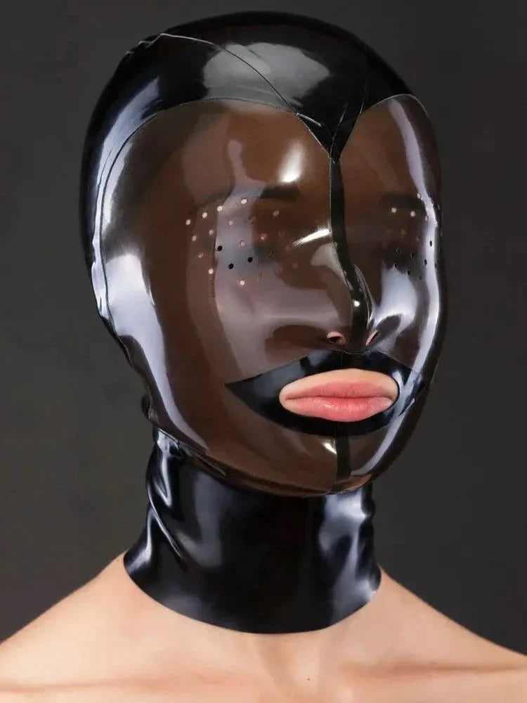 Black Smoke-Panel Perforated-Eye Latex Hood