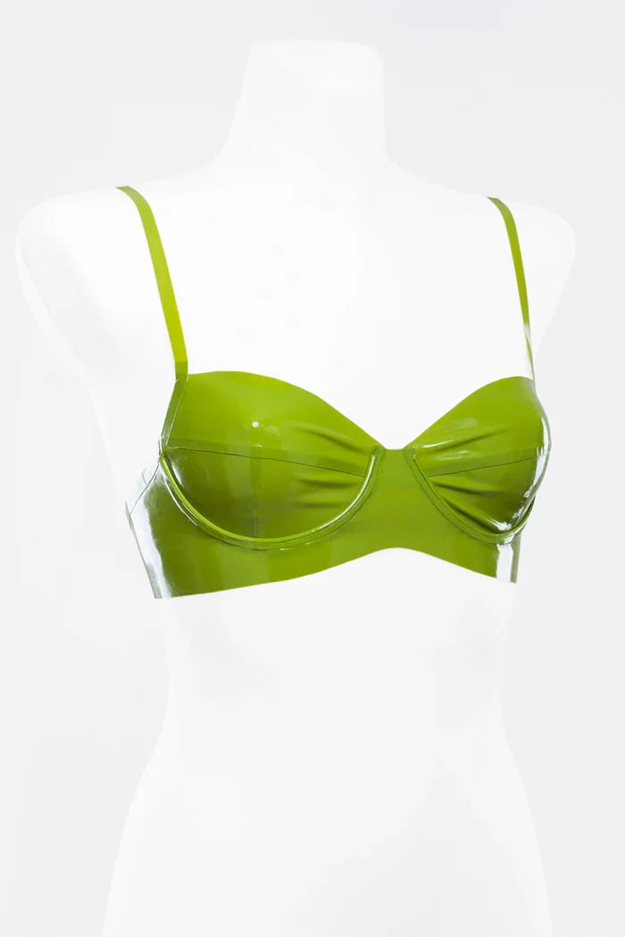 Natural Green Underwire Two-Row Button-Back Latex Bra