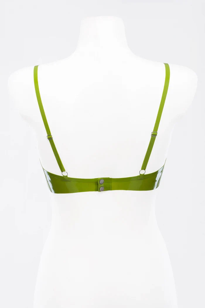Natural Green Underwire Two-Row Button-Back Latex Bra