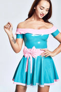 Light Blue & Bubblegum Pink Party Girl Back-Zip Latex Dress