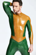 Metallic Bronze Metallic Green Arrowhead Back-Zip Latex Catsuit