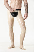 Translucent Natural & Black 'Pocket' Footed Pull-On Latex Leggings