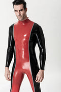 Red & Black 'Prince Regal' Two-Tone Back-Zip Latex Catsuit