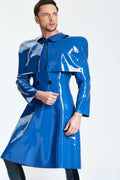 Middle Blue 'Sherlock' Caped Double-Breasted Latex Raincoat