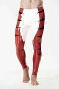 Red, White & Black Tabby Cat-Pattern No-Zip Ankle Latex Tights