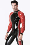 Black Red White Take Two Three-Way Through-Zip Latex Catsuit