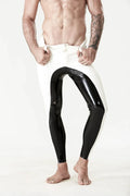 Pure White & Black 'Yin-Yang' Belted Front-Zip Latex Leggings