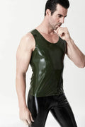 Olive Green Tapered-Waist Pullover Latex Singlet