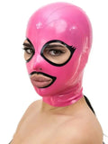 Pink Black-Trim Cat-Eye Open-Face Latex Hood