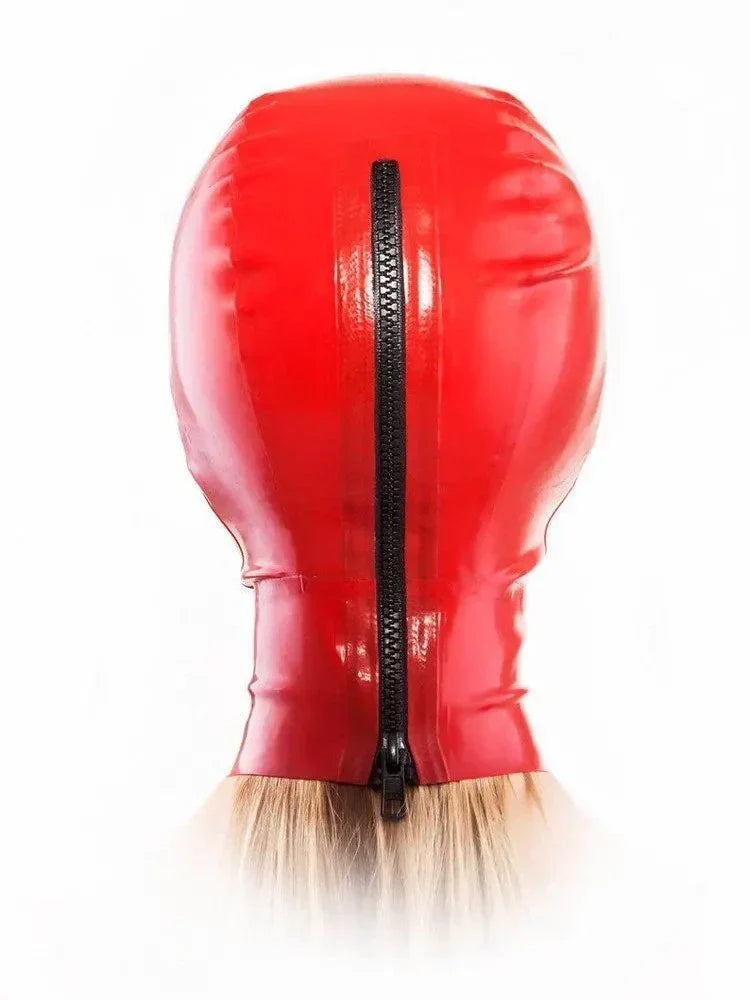 Red Black-Trim Open-Face Latex Hood